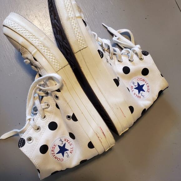 Comme Des Garcons PLAY x Converse Unisex Chuck Taylor High Top Sneakers Polka Do - Picture 4 of 12